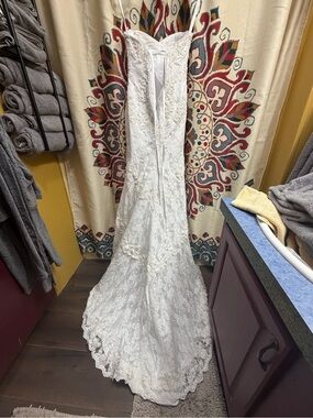 Alfred Angelo White Lace Beaded Bridal Gown
